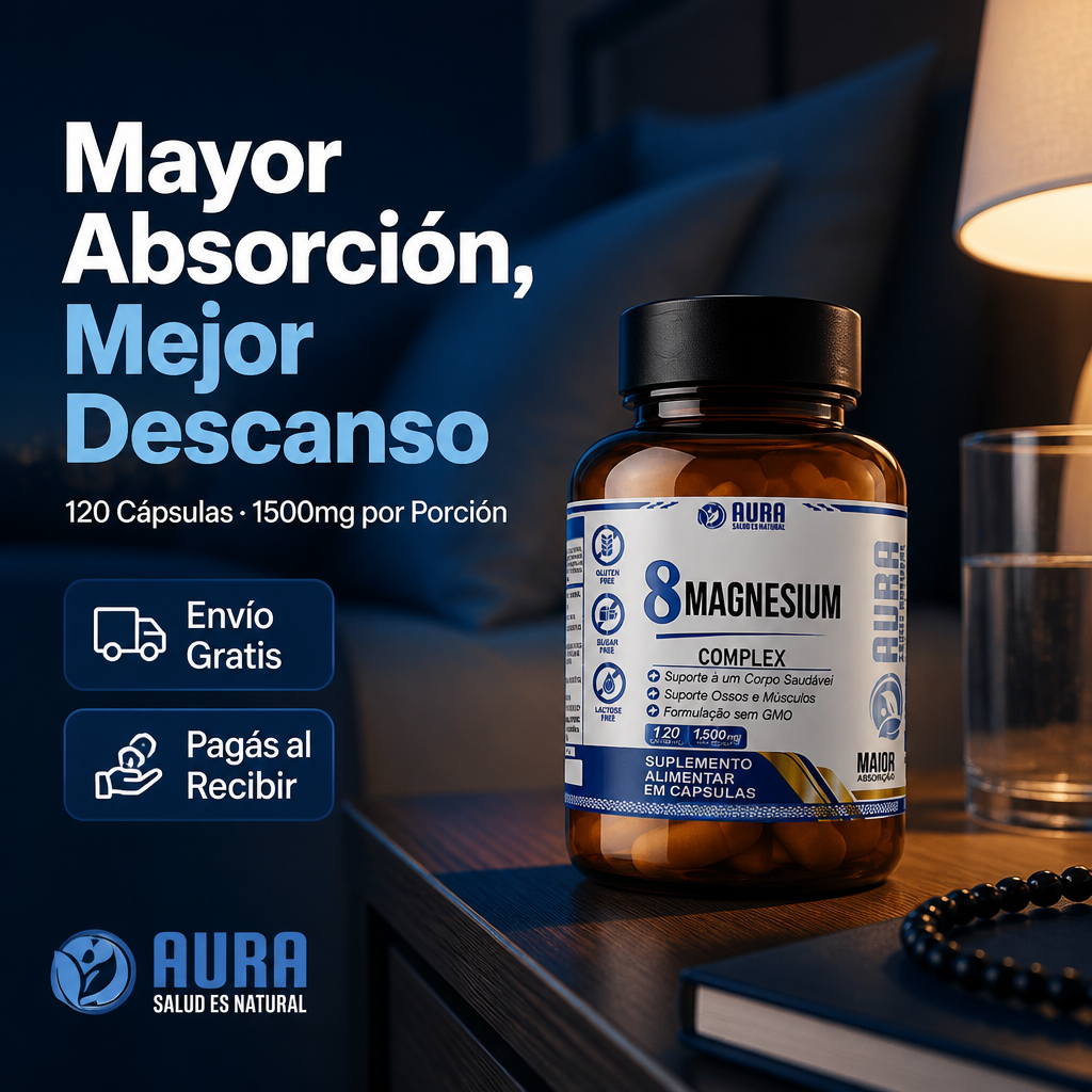 8 Magnesium Complex 1500mg - AURA (120 Cápsulas)