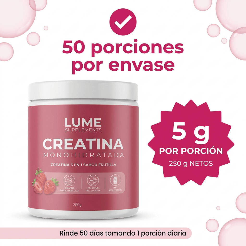 LUME Creatina + Colágeno 3 en 1 · 250g — 10