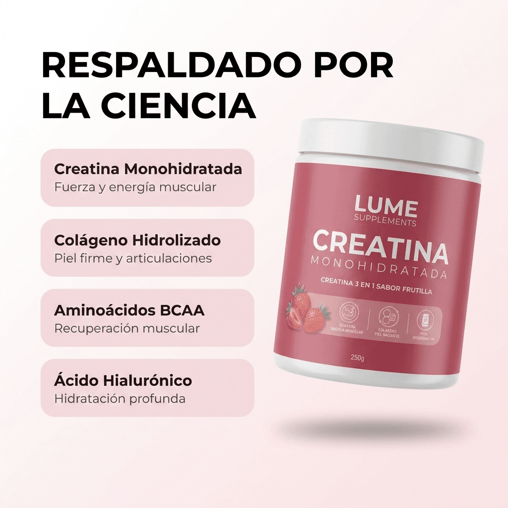 LUME Creatina + Colágeno 3 en 1 · 250g — 7