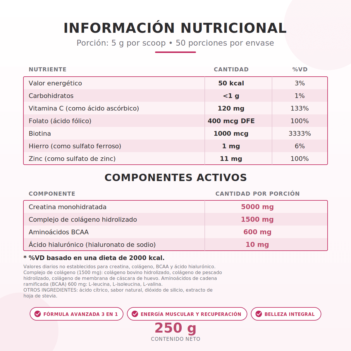 LUME Creatina + Colágeno 3 en 1 · 250g — 13