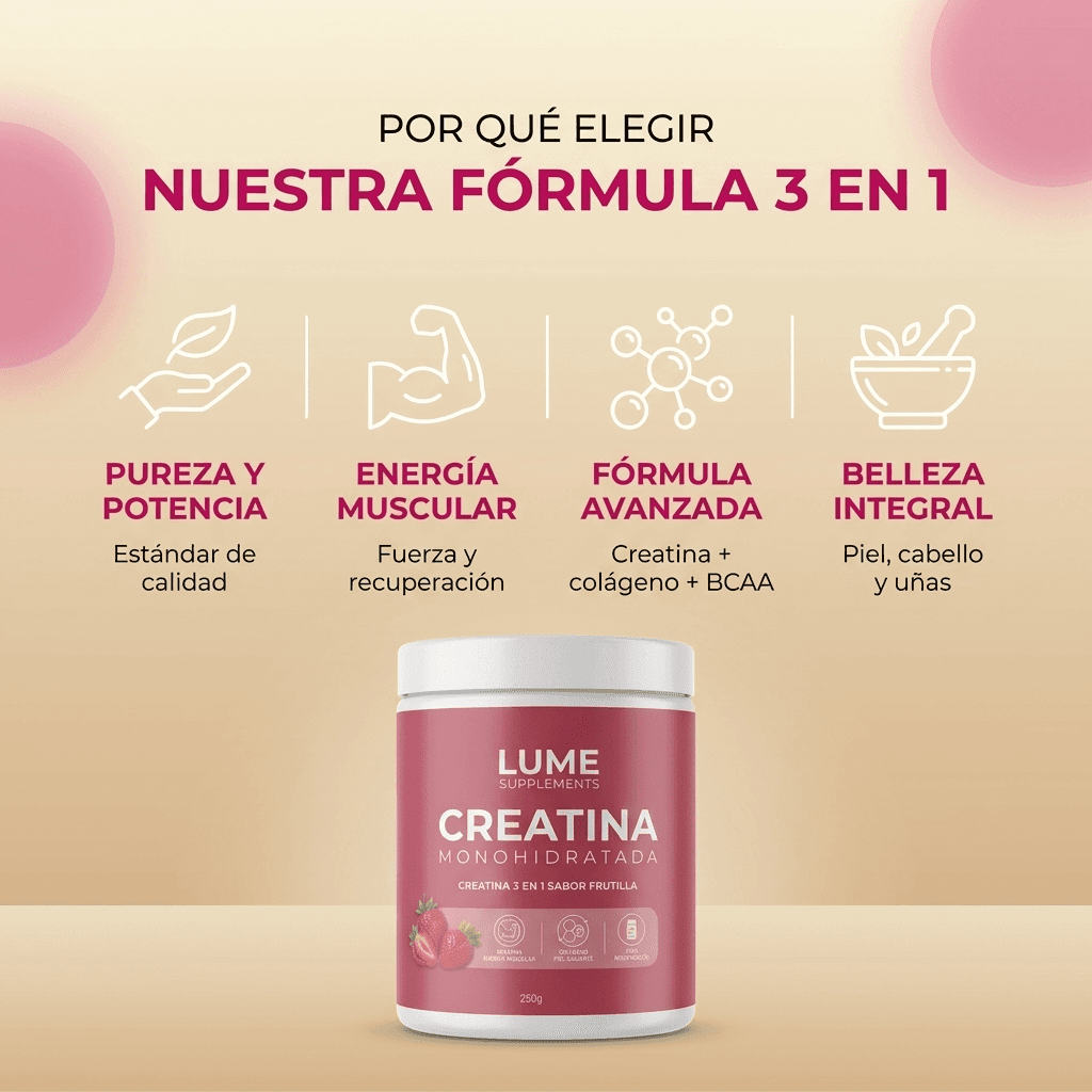 LUME Creatina + Colágeno 3 en 1 · 250g — 11