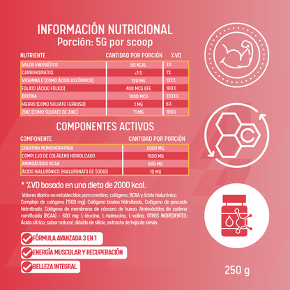 LUME Creatina + Colágeno 3 en 1 · 250g
