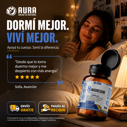 8 Magnesium Complex 1500mg - AURA (120 Cápsulas)