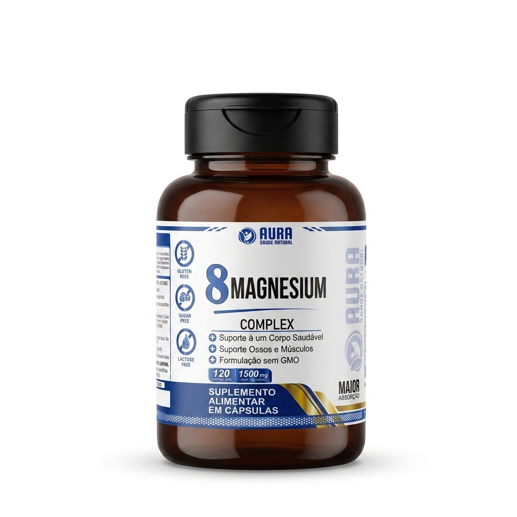 8 Magnesium Complex 1500mg - AURA (120 Cápsulas)