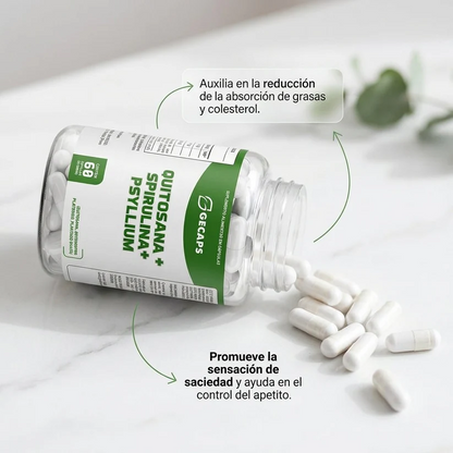QPS (Quitosana + Spirulina + Psyllium) - 60 Cáps.