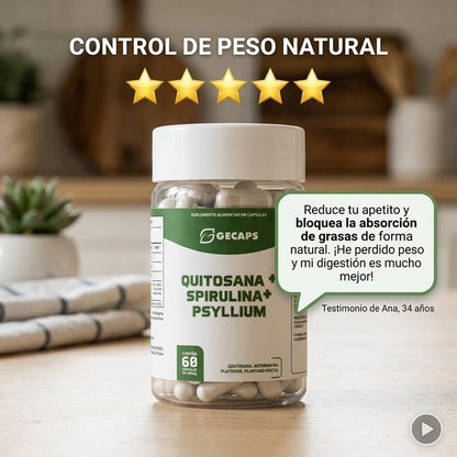 QPS (Quitosana + Spirulina + Psyllium) - 60 Cáps.