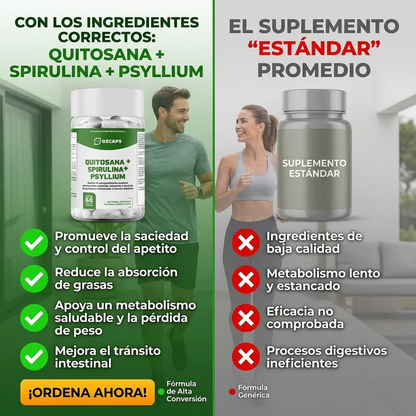 QPS (Quitosana + Spirulina + Psyllium) - 60 Cáps.
